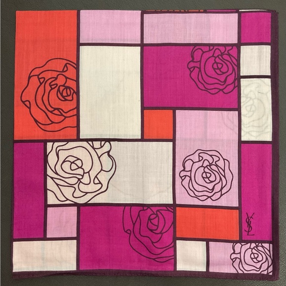 Yves Saint Laurent Multicolor Geometric Rose Scarf - Picture 1 of 5